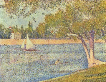 the river seine at la grande jatte 1888 Oil Paintings